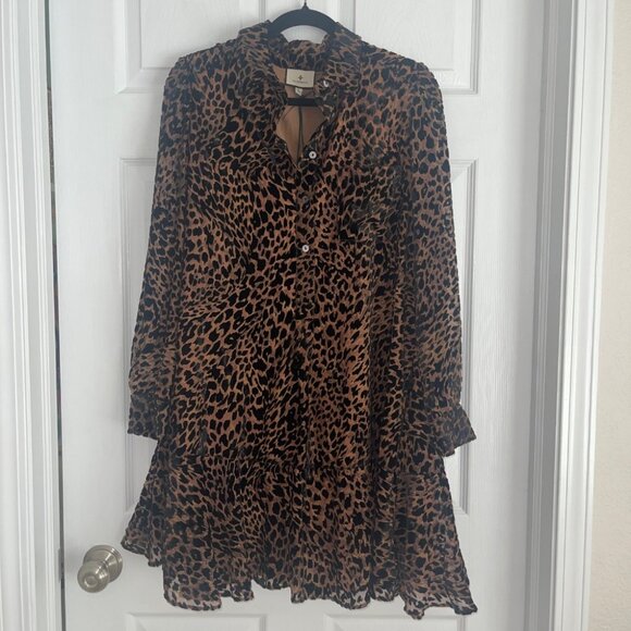 Tuckernuck Callahan Velvet Burnout Leopard Print Shirt Dress Size L NWT - Picture 4 of 7